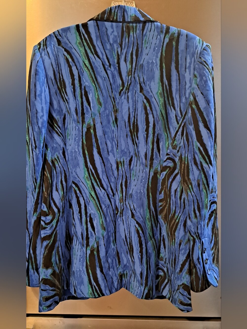 DVF Diane Von Furstenberg Vinley  Blue Print Artzy Blue Black Blazer Jacket  16 - Picture 8 of 12